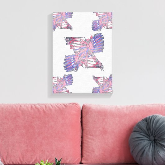 Dual Entities Pink and Blue Abstract Canvas (Insitu (Woonkamer))