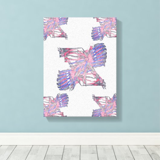 Dual Entities Pink and Blue Abstract Canvas (Insitu (Houten vloer))