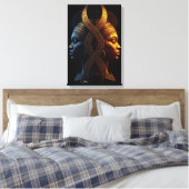 Dual Faces – Modern Afrofuturisme Geometrische Abs Canvas Afdruk (Insitu (Slaapkamer))