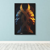 Dual Faces – Modern Afrofuturisme Geometrische Abs Canvas Afdruk (Insitu (Houten vloer))