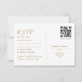 Dual-Function Gold Wedding RSVP-Kaart met QR-code RSVP Kaartje (Voorkant)