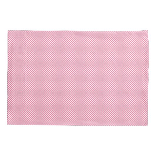 Dual images of a rectangular pink gingham-patterne kussensloop (Achterkant)