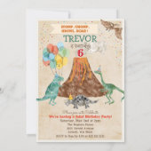 DUAL INVITE - Eenhoorn en Dinosaurus Verjaardag Ui Kaart (Achterkant)