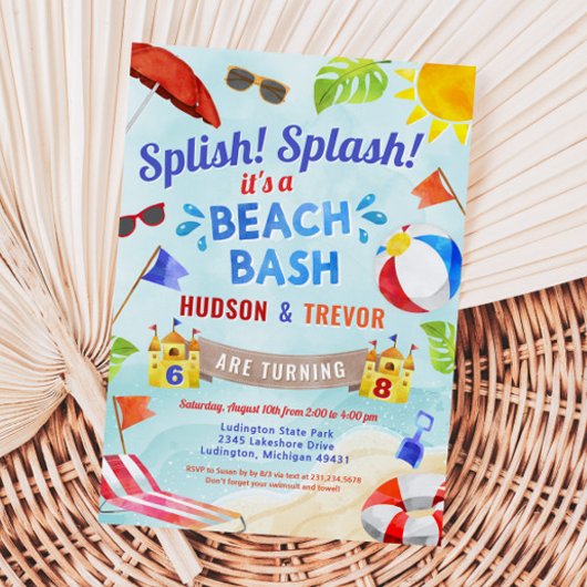 Dual Joint Double Beach Bash Zomer Jongen Verjaard Kaart