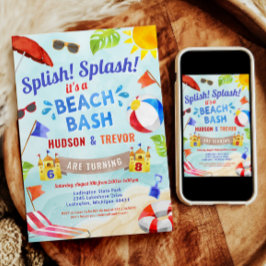 Dual Joint Double Beach Bash Zomer Jongen Verjaard Kaart
