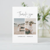 Dual Moments dekken moderne foto bruiloft dank u Bedankkaart (Staand voorkant)