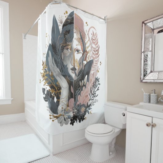 Dual Nature - A Surreal Floral Portrait Douchegordijn (In situ)