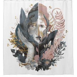 Dual Nature - A Surreal Floral Portrait Douchegordijn
