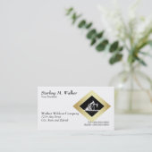 Dual Oil Well Pumping Unit Gold Diamond op White Visitekaartje (Staand voorkant)