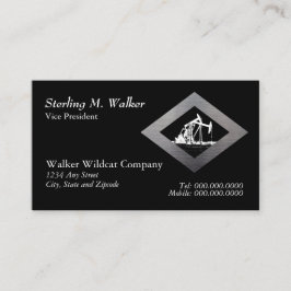 Dual Oil Well Pumping Unit in Silver Diamond Shape Visitekaartje