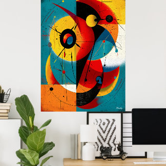 Dual Orbit – Mid-Century Geometric Symmetry Wall Poster