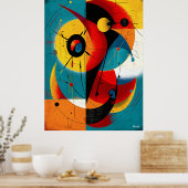 Dual Orbit – Mid-Century Geometric Symmetry Wall Poster (Keuken)