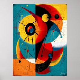 Dual Orbit – Mid-Century Geometrische Symmetrie Wa Poster