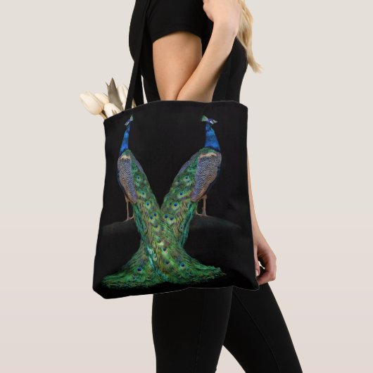 Dual Peacock-Canvas tas (Dichtbij)