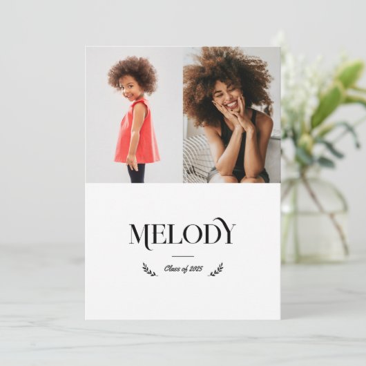 Dual Photo Childhood Huidige Afstudeerder Foto Afs Aankondiging (Staand voorkant)