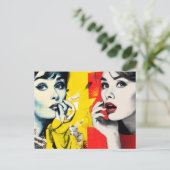 Dual pop art portrait  briefkaart (Staand voorkant)