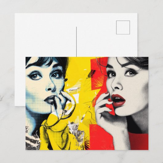 Dual pop art portrait  briefkaart (Voorkant / Achterkant)