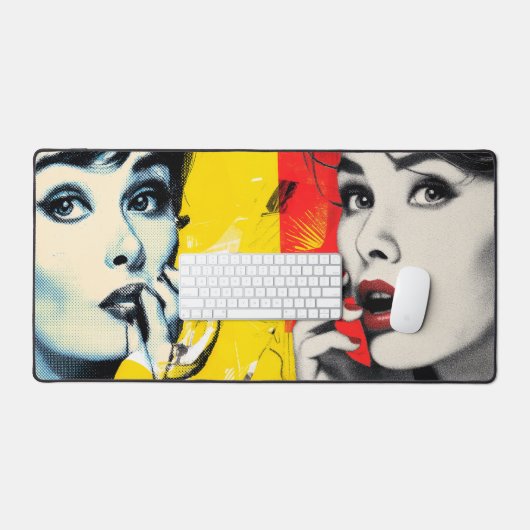 Dual pop art portrait bureaumat (Keyboard & Muis)