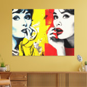 Dual pop art portrait canvas afdruk (Insitu (Woonkamer))
