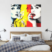 Dual pop art portrait canvas afdruk (Insitu (Slaapkamer))