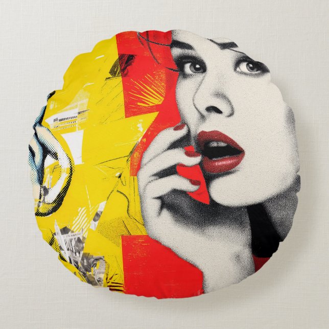 Dual pop art portrait  rond kussen (Voorkant)