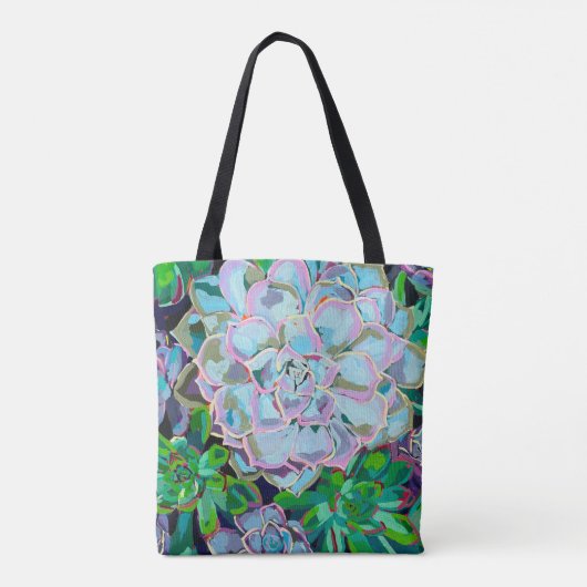 Dual-sided tote bag featuring a succulent bouquet (Achterkant)