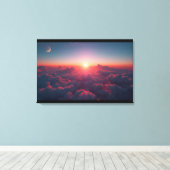 Dual Sky Harmony – Sun & Moon Above the Clouds Canvas Afdruk (Insitu (Houten vloer))