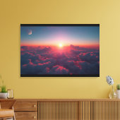 Dual Sky Harmony – Sun & Moon Above the Clouds Canvas Afdruk (Insitu (Woonkamer))
