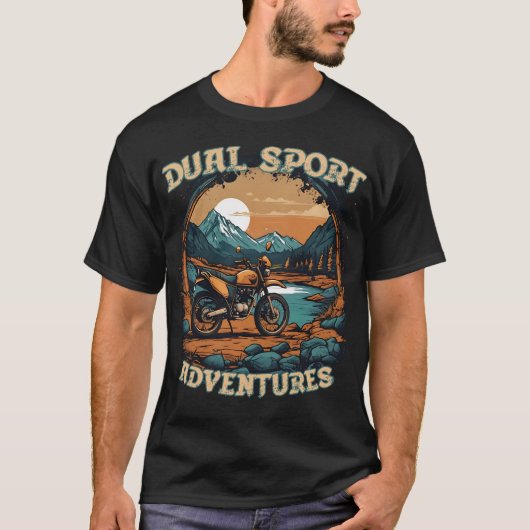DUAL SPORT AVONTUREN koele retro stijl motorfiets T-shirt (Voorkant)