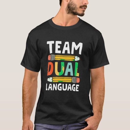 Dual Taal Team Leraar School T Shirt (Voorkant)
