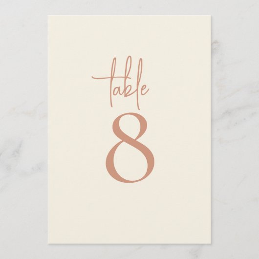 Dual Tone Cream Terracotta Trouwtafel nummer (Voorkant)