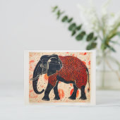 Dual-Tone Elephant op Cream Achtergrond Feestdagenkaart (Staand voorkant)