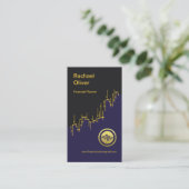 Dual Tone Faux Gold Stock Index Wave Financial Visitekaartje (Staand voorkant)