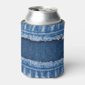 Dual-Tone gebleekte denim stof Lijst Blikjeskoeler (Blikje Voorkant)