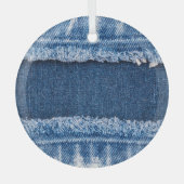 Dual-Tone gebleekte denim stof Lijst Glas Ornament (Voorkant)