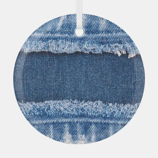 Dual-Tone gebleekte denim stof Lijst Glas Ornament (Voorkant)