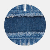 Dual-Tone gebleekte denim stof Lijst Glas Ornament (Achterkant)