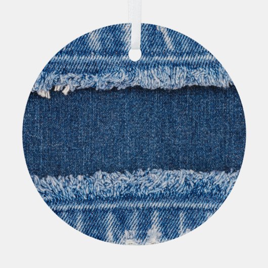 Dual-Tone gebleekte denim stof Lijst Glas Ornament (Achterkant)