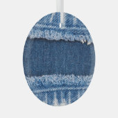 Dual-Tone gebleekte denim stof Lijst Glas Ornament (Voorkant Rechts)