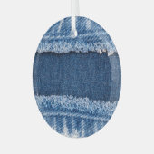 Dual-Tone gebleekte denim stof Lijst Glas Ornament (Voorkant links)