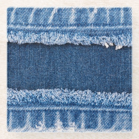 Dual-Tone gebleekte denim stof Lijst Glazen Onderzetter (Voorkant)