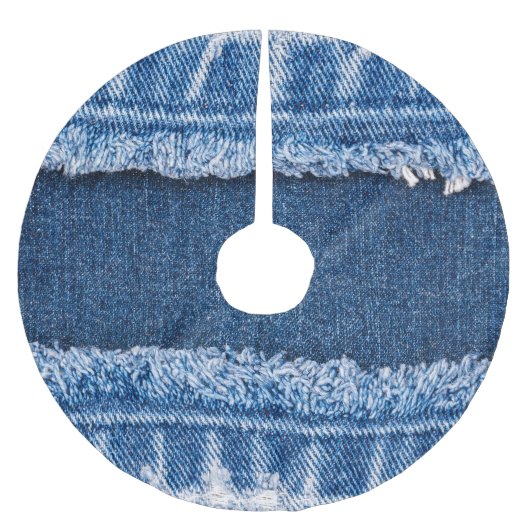 Dual-Tone gebleekte denim stof Lijst Kerstboom Rok (Voorkant)