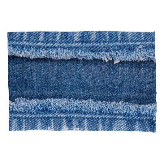 Dual-Tone gebleekte denim stof Lijst Kussensloop (Voorkant)