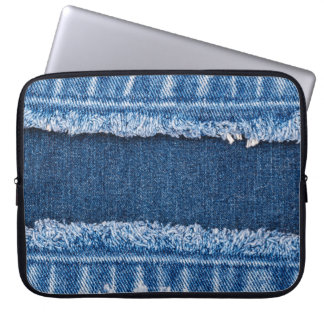 Dual-Tone gebleekte denim stof Lijst Laptop Sleeve