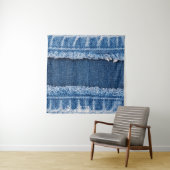 Dual-Tone gebleekte denim stof Lijst Wandkleed (In situ)