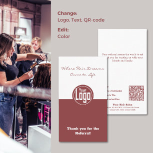 Dual Tone Hair Salon Verwijzing Waardering Visitekaartje