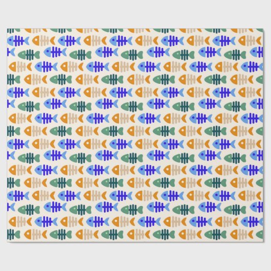 Dual Tone Schattige visbeenpatroon Cadeaupapier (Vlak)