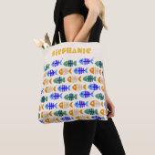 Dual Tone Schattigee Fish Bone Patroon Naam Tote Bag (Dichtbij)