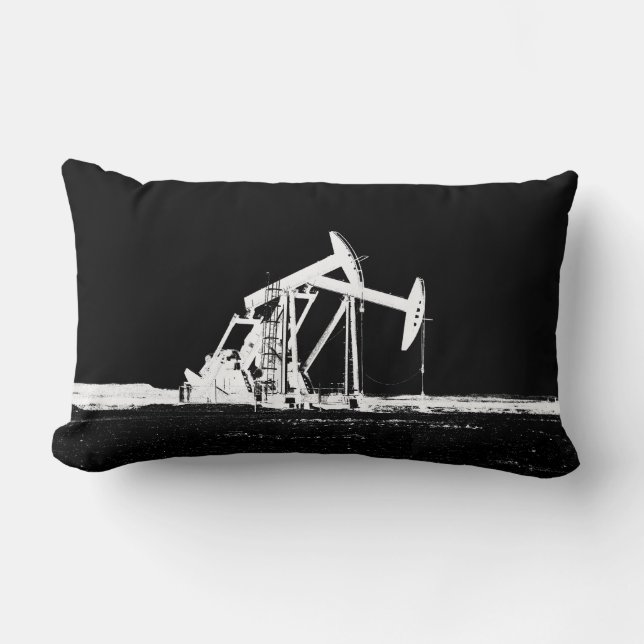 Dual White Oil Pumping Unit Silhouette Kussen (Voorkant)