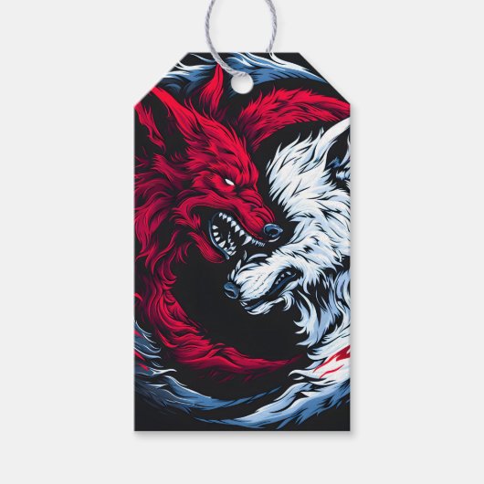 Dual Wild Lunar Wolf Cadeaulabel (Voorkant)